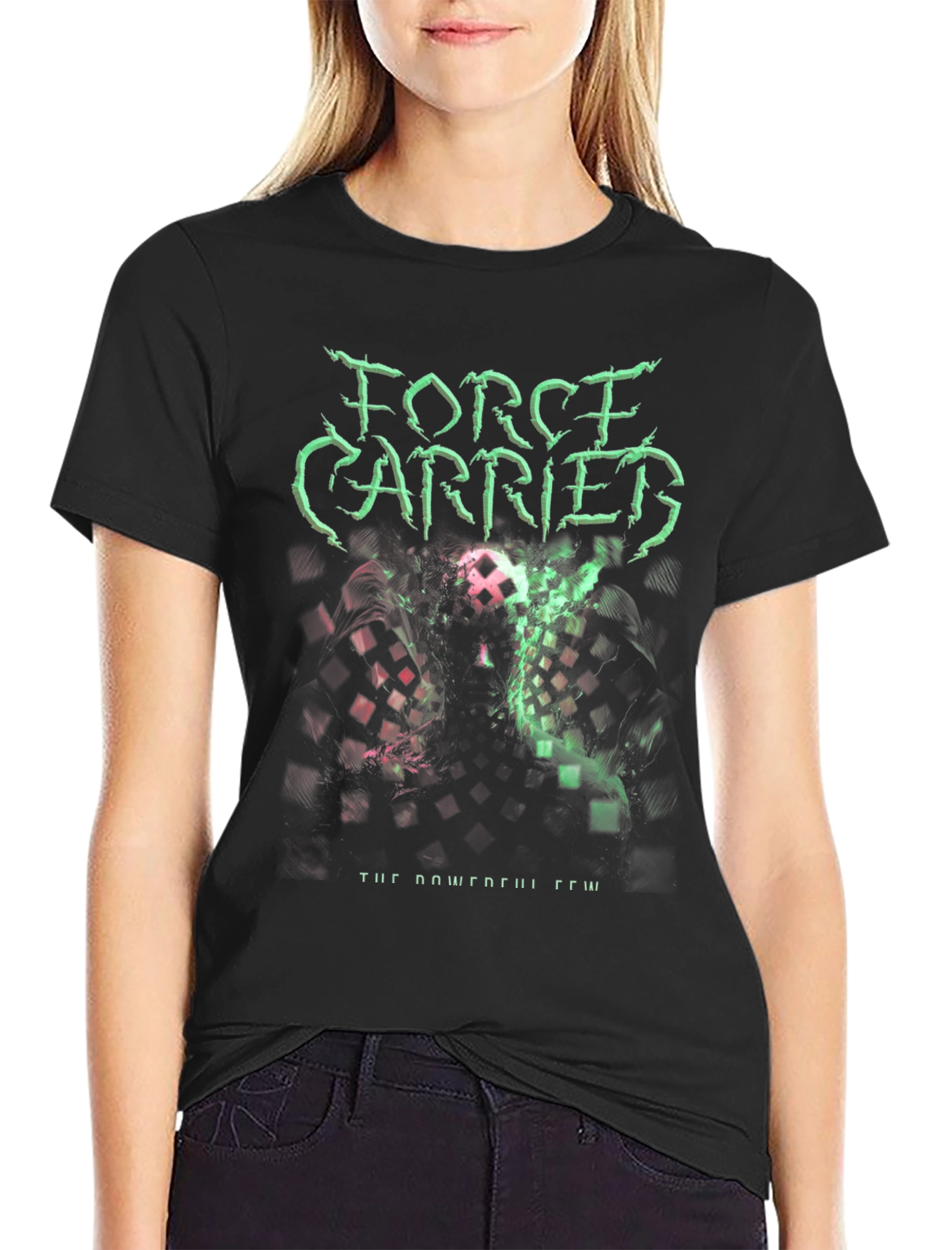 Force Carried Graphic Print Black T-Shirt