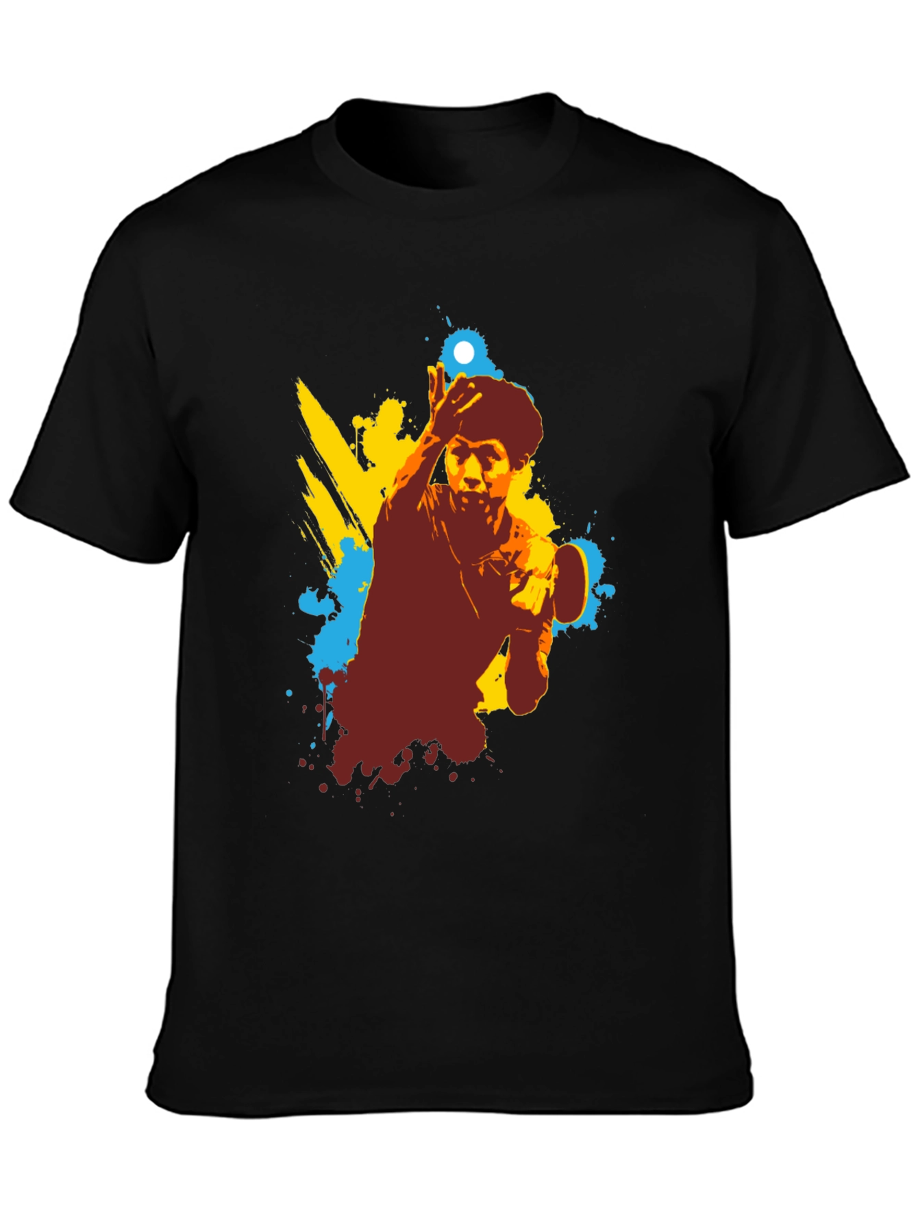 Table Tennis Graphic Tee - Black Cotton Shirt