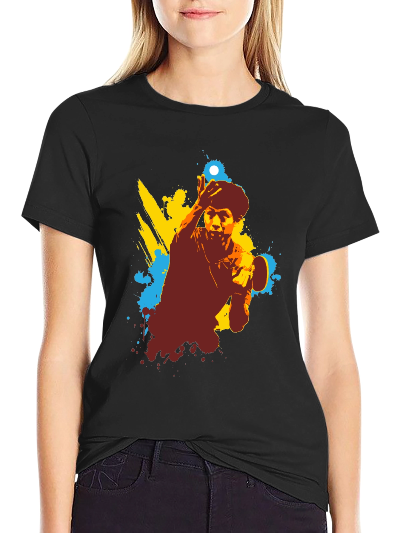 Table Tennis Graphic Tee - Black Cotton Shirt