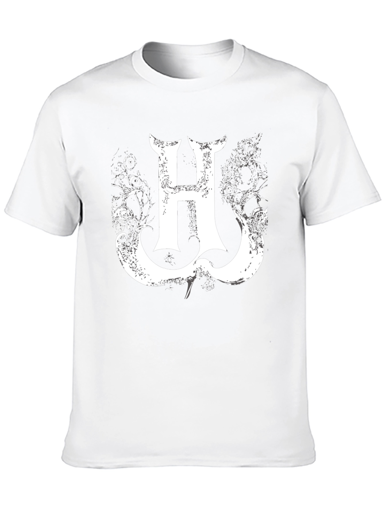 Statement Black Tee with Gothic H Graphic