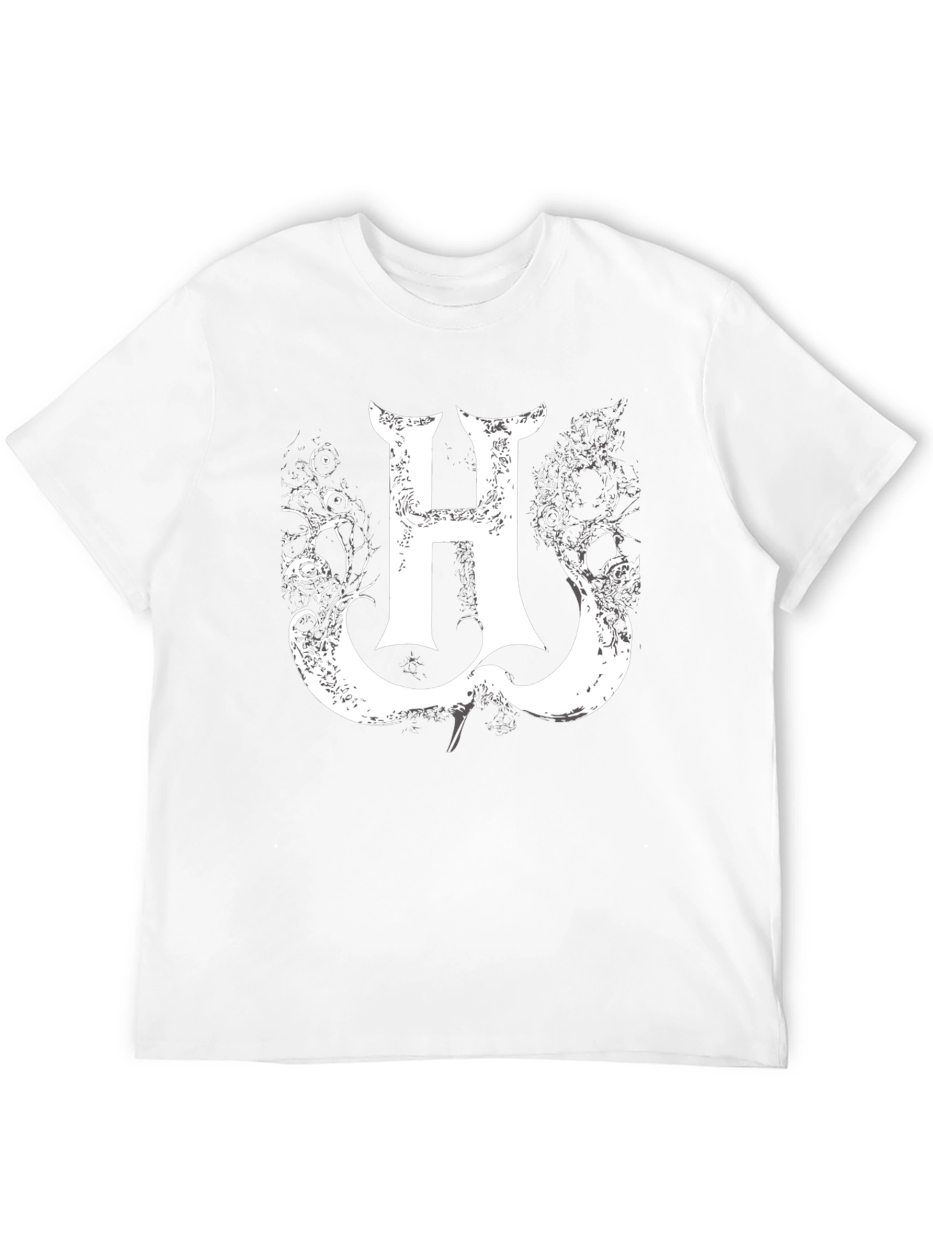 Statement Black Tee with Gothic H Graphic