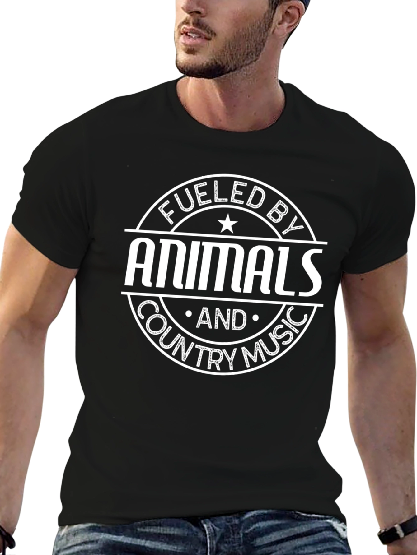 Fueled By Animals and Country Music Black Tee