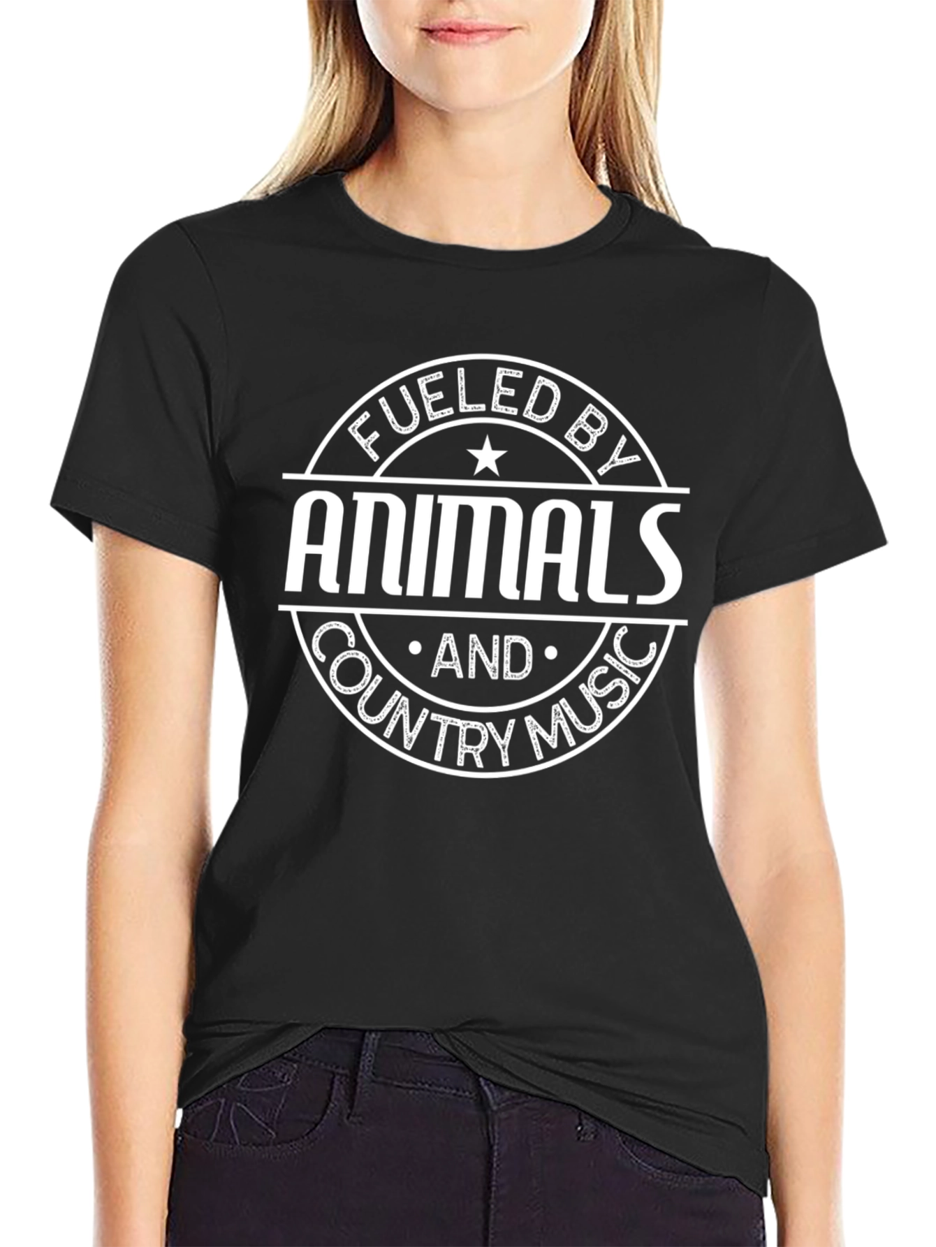 Fueled By Animals and Country Music Black Tee
