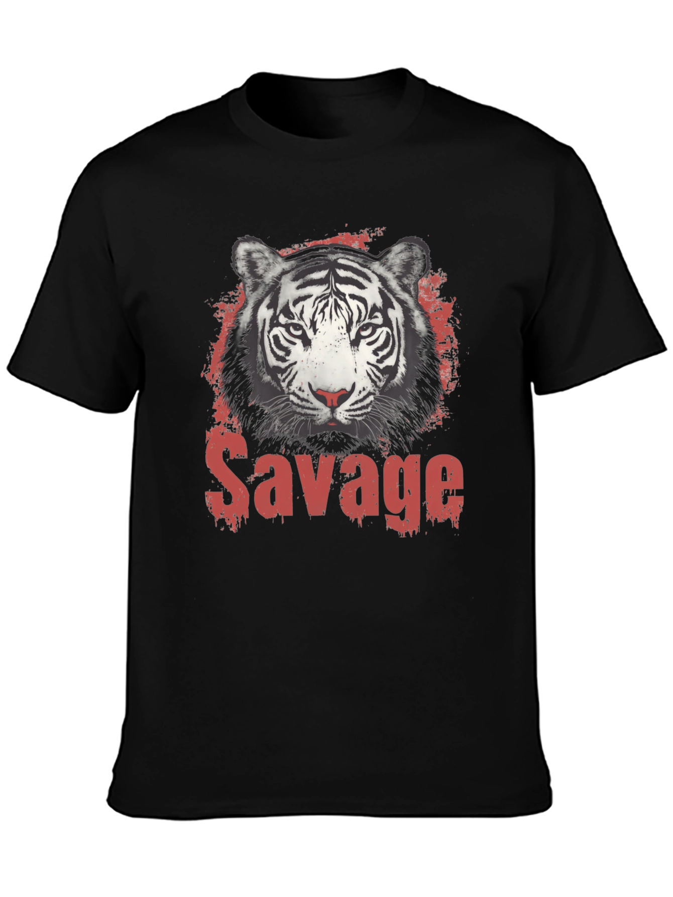 Mens Black Savage Tiger Graphic T-Shirt