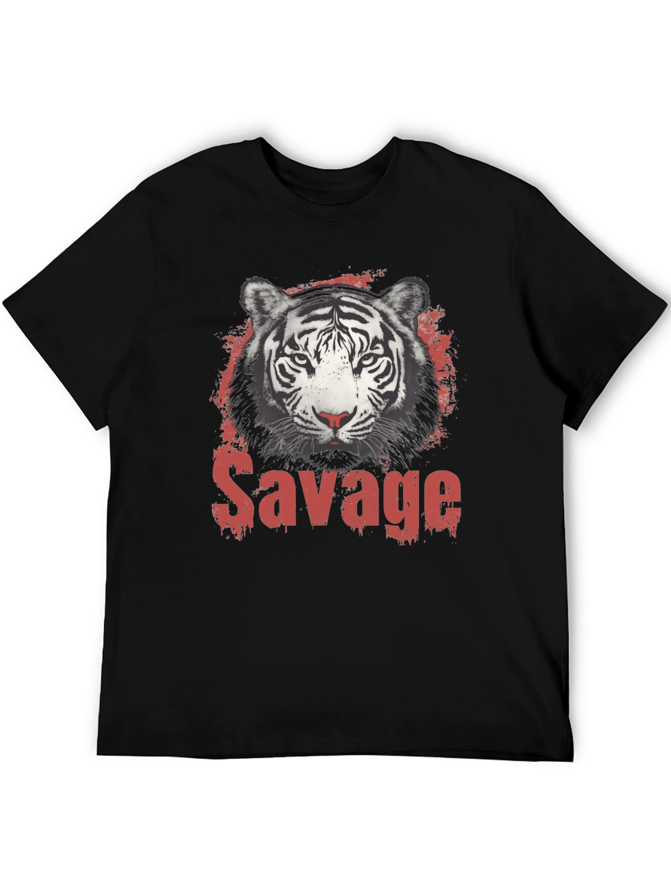 Mens Black Savage Tiger Graphic T-Shirt
