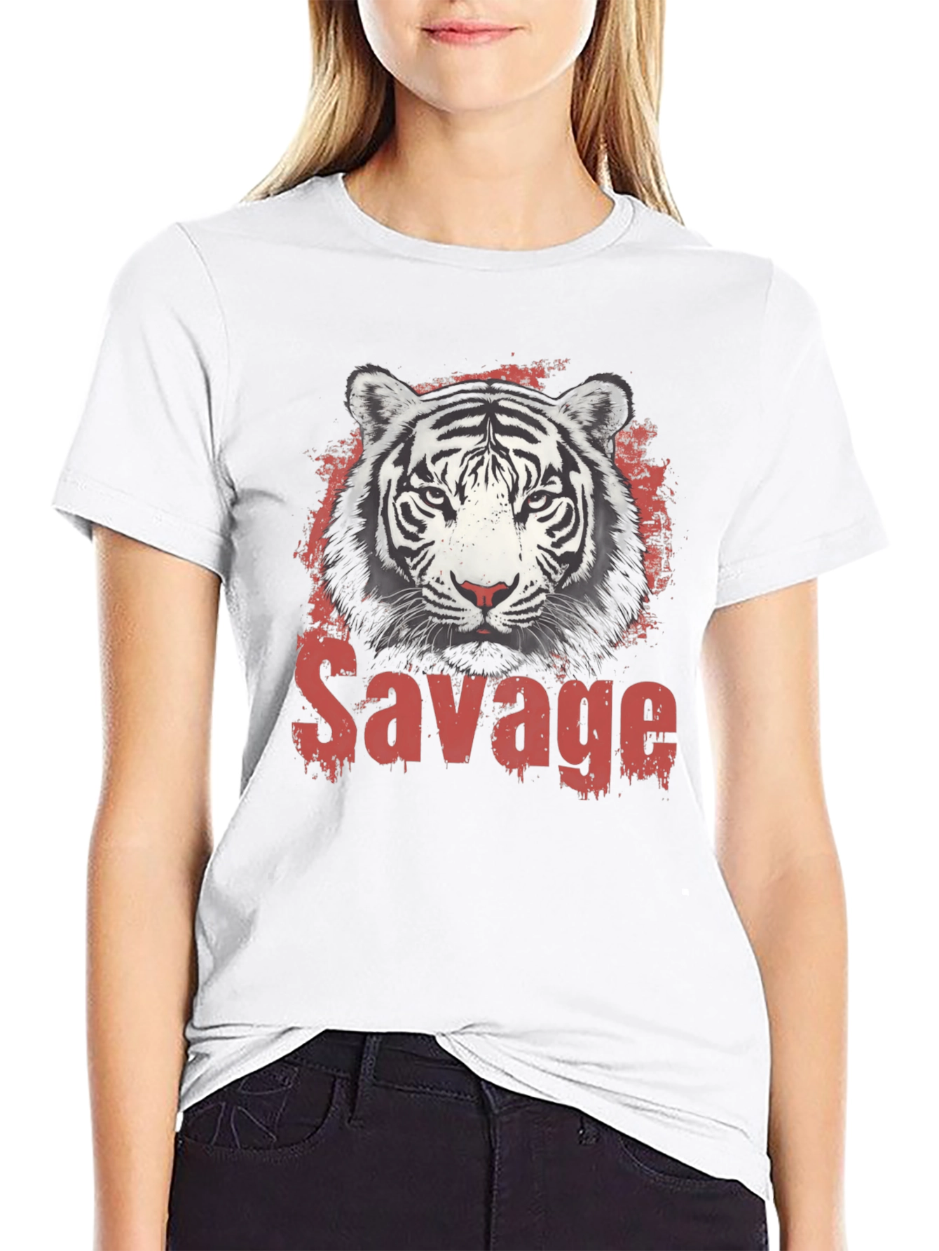 Mens Black Savage Tiger Graphic T-Shirt