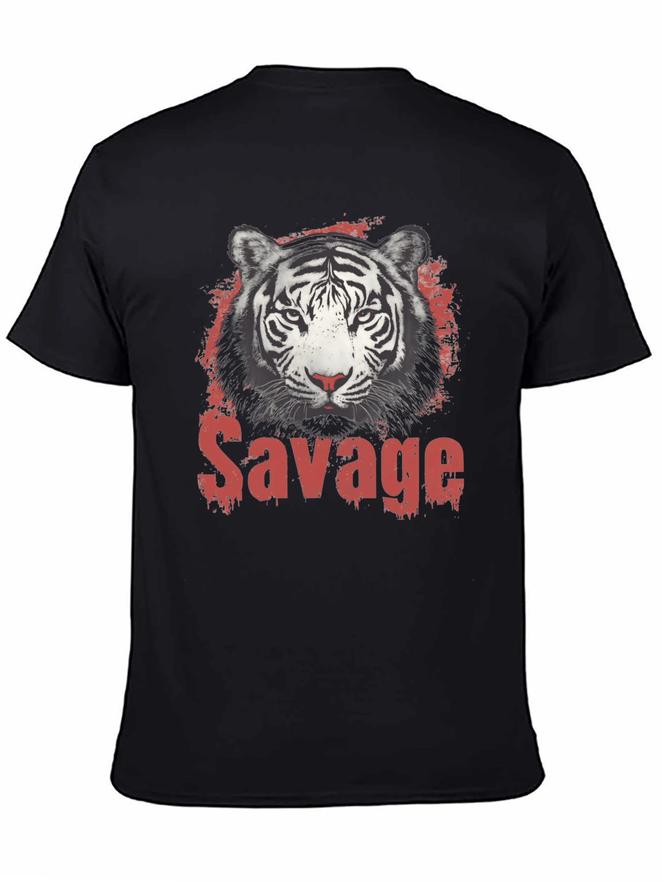 Mens Black Savage Tiger Graphic T-Shirt