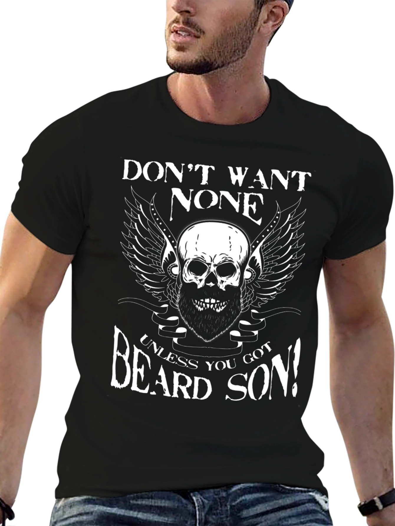 Beard Skull Graphic Tee - Dont Want None