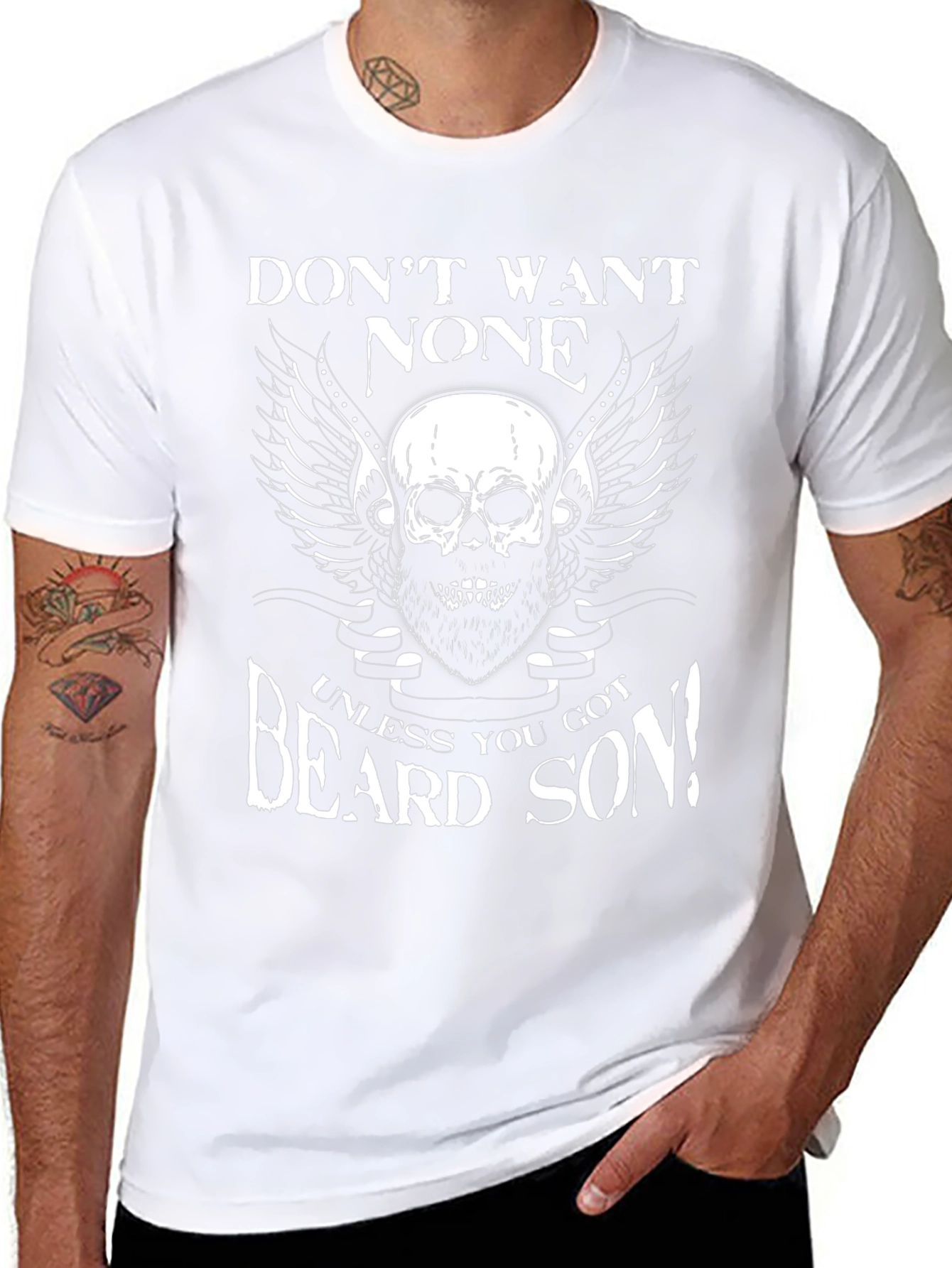 Beard Skull Graphic Tee - Dont Want None