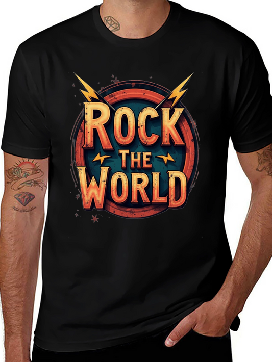 Rock the World Graphic Tee - Vintage Style