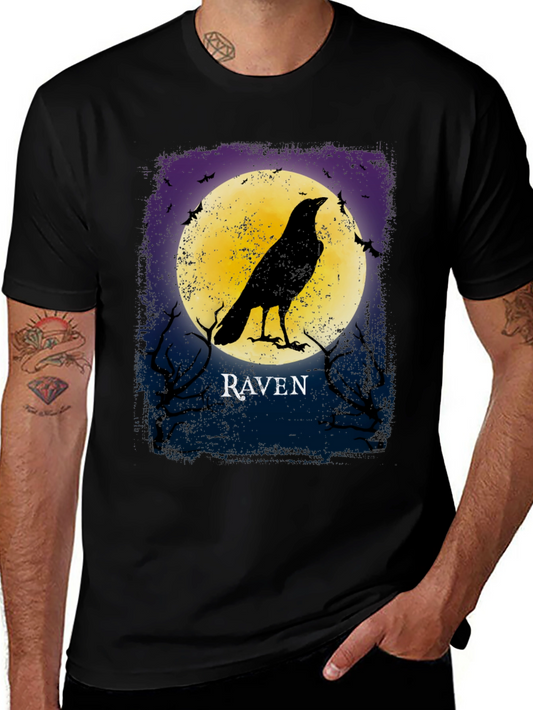 Raven Moon Graphic T-Shirt Black