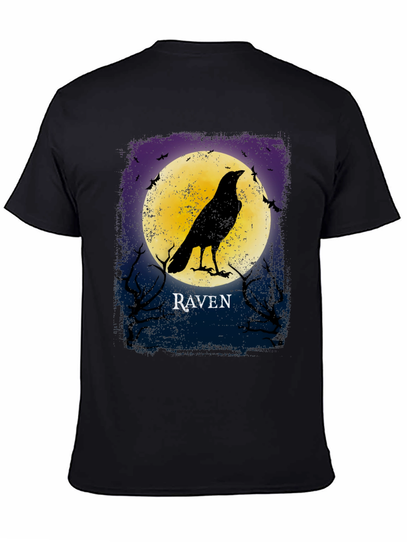 Raven Moon Graphic T-Shirt Black