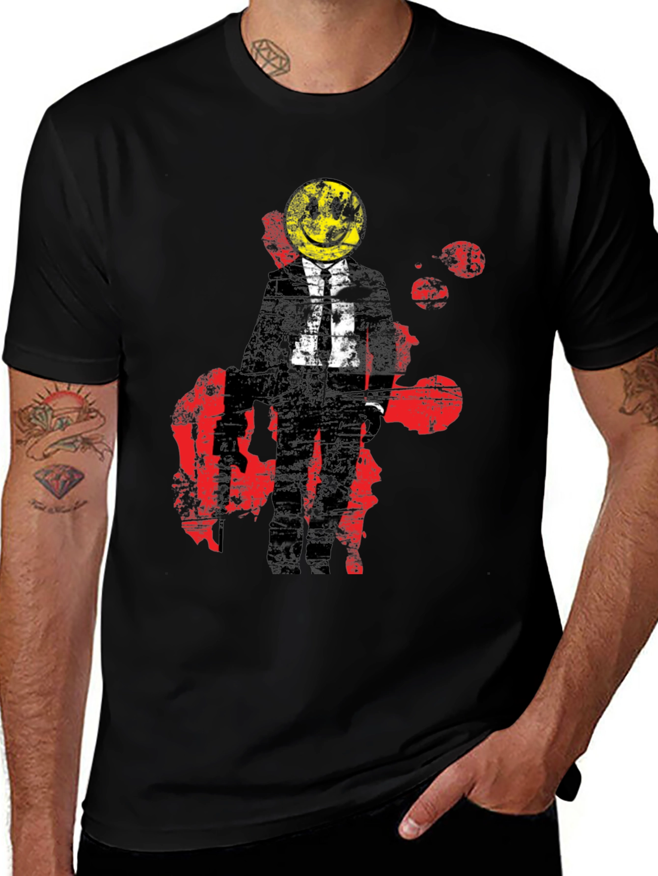 Smiley Face Suit T-Shirt - Red Splatter