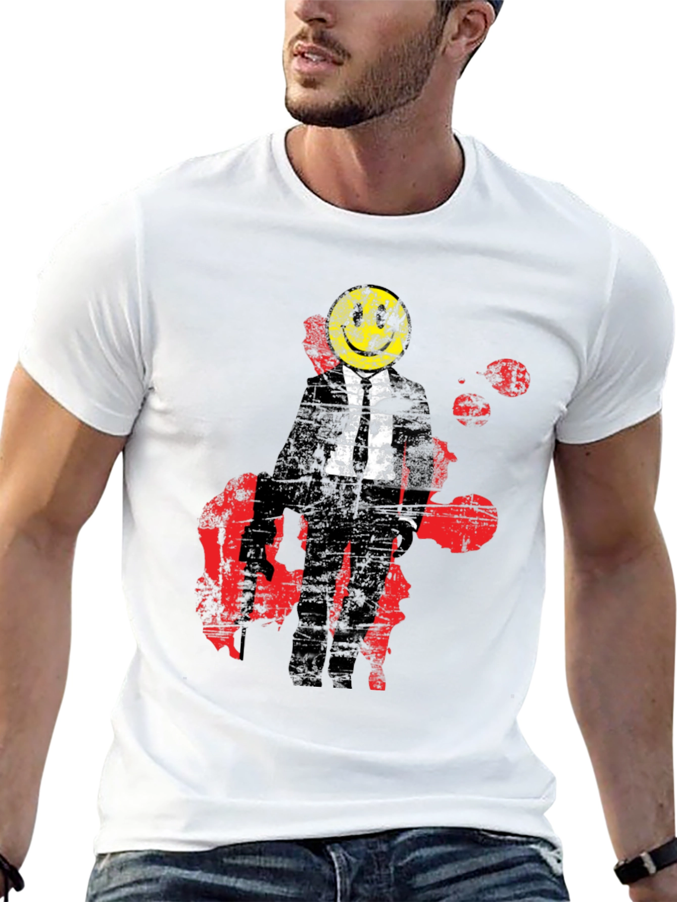Smiley Face Suit T-Shirt - Red Splatter