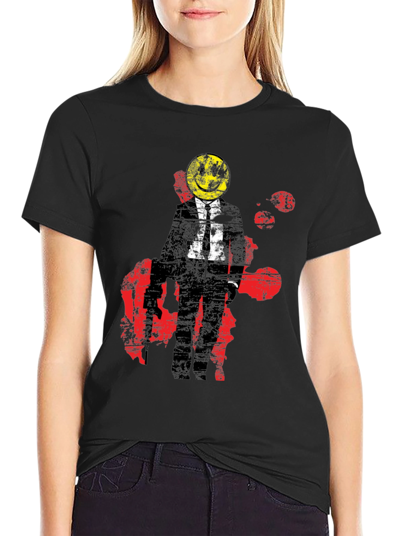 Smiley Face Suit T-Shirt - Red Splatter
