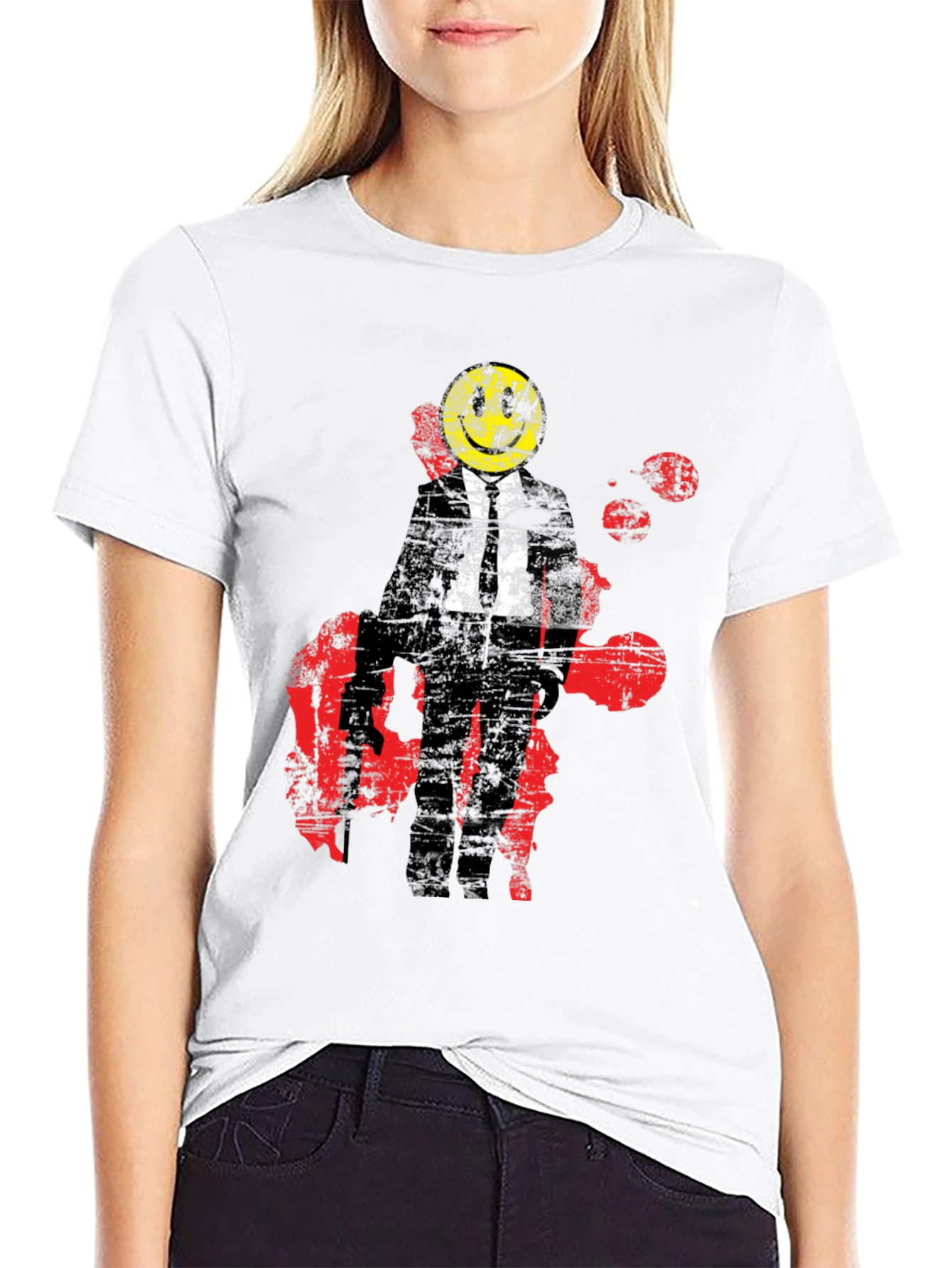 Smiley Face Suit T-Shirt - Red Splatter