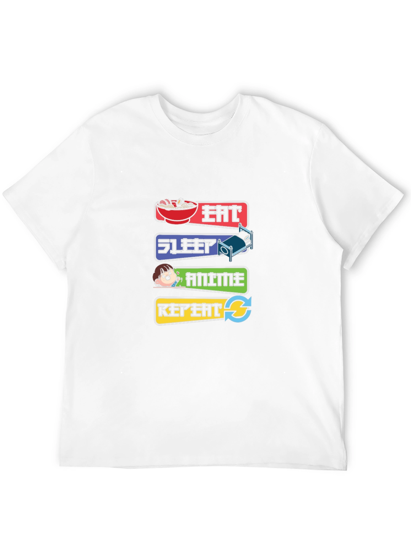 Eat Sleep Anime Repeat Black T-Shirt