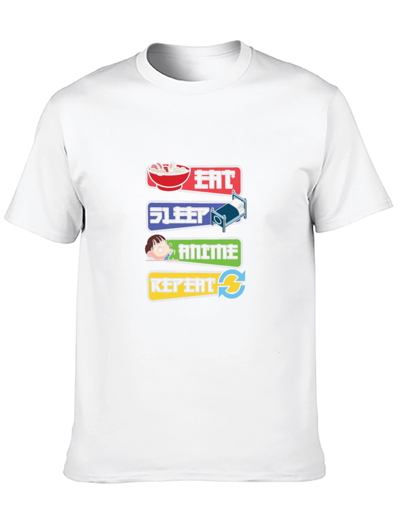 Eat Sleep Anime Repeat Black T-Shirt