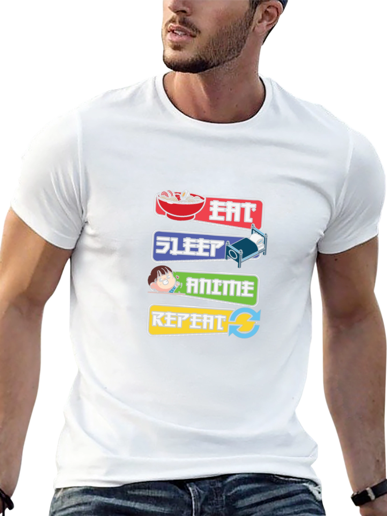 Eat Sleep Anime Repeat Black T-Shirt