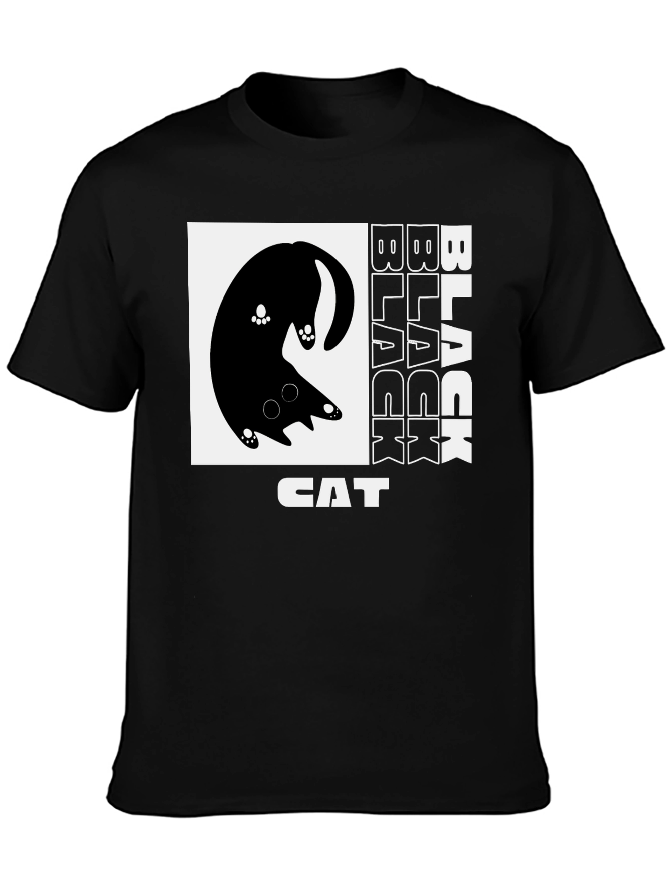 Black Cat Graphic Tee - Whimsical Design