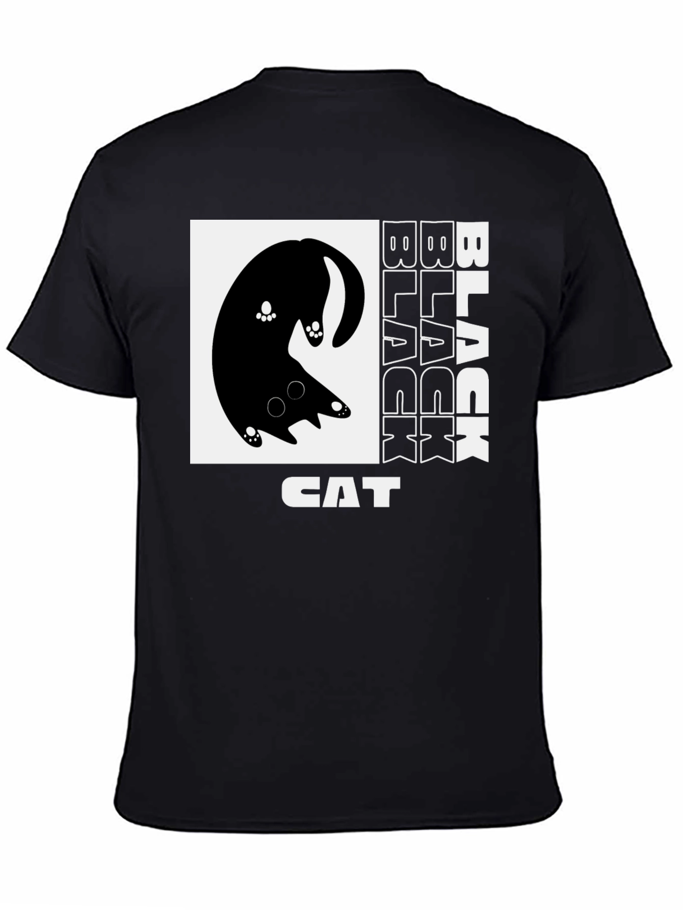 Black Cat Graphic Tee - Whimsical Design