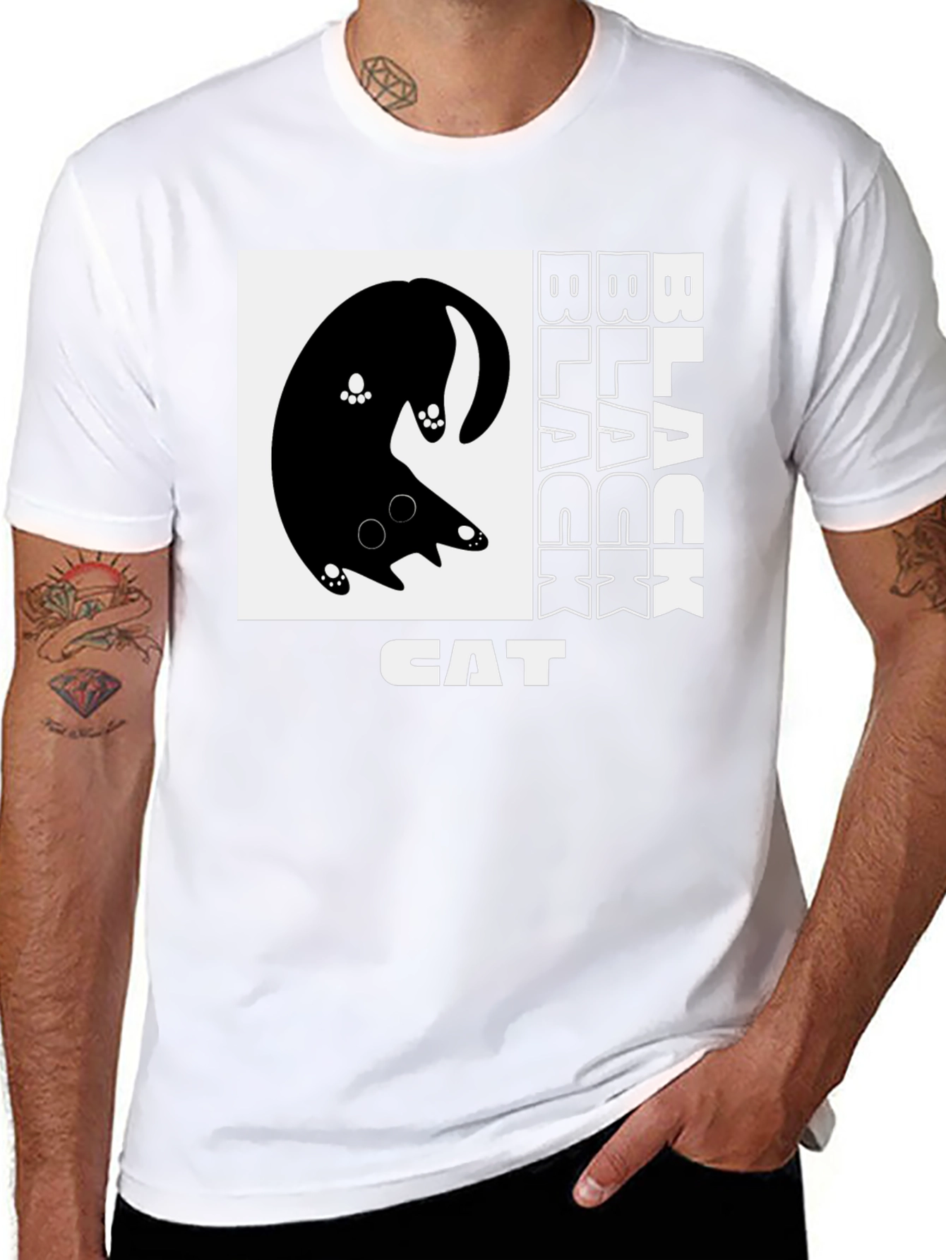 Black Cat Graphic Tee - Whimsical Design