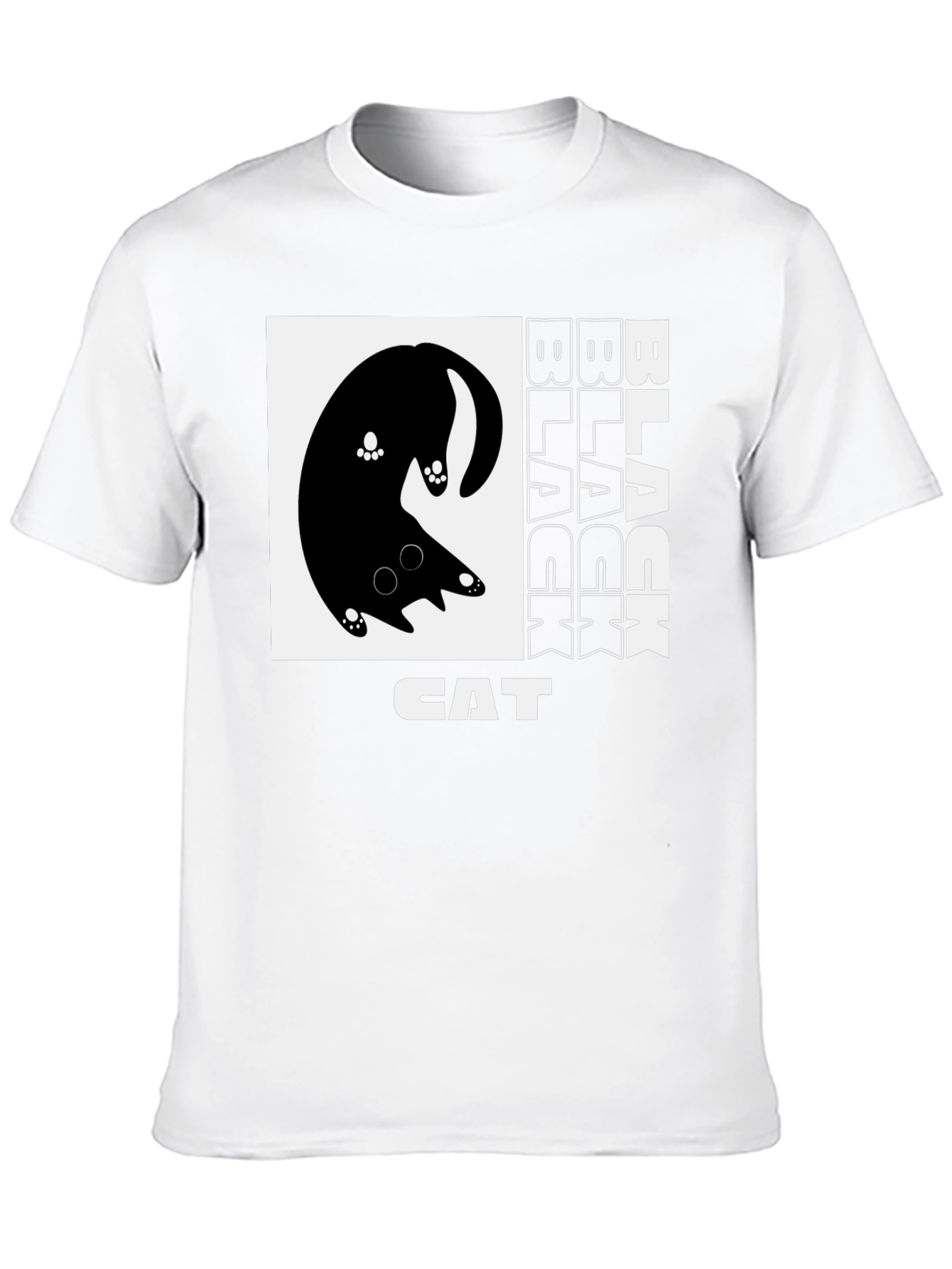 Black Cat Graphic Tee - Whimsical Design