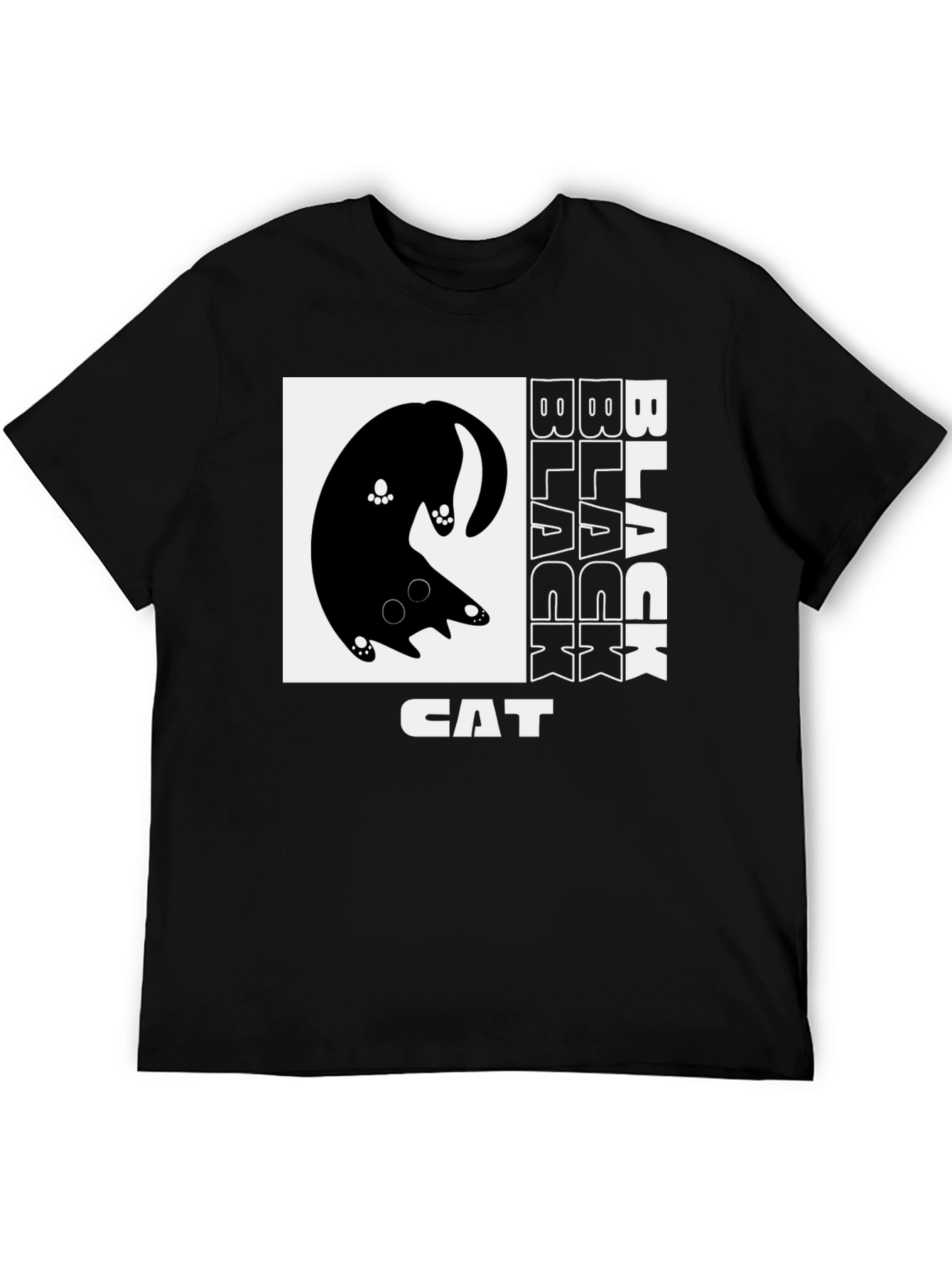 Black Cat Graphic Tee - Whimsical Design