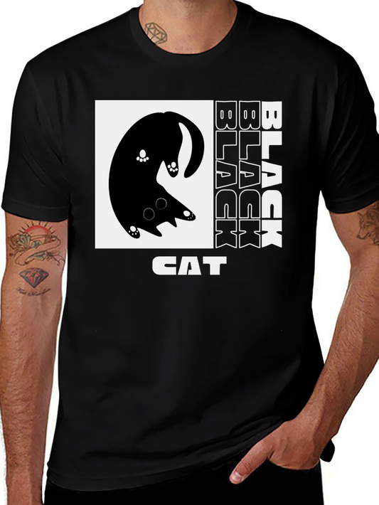 Black Cat Graphic Tee - Whimsical Design