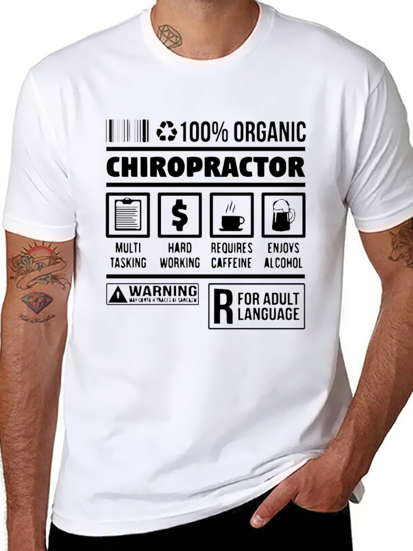 100% Organic Chiropractor Adult Humor T-Shirt