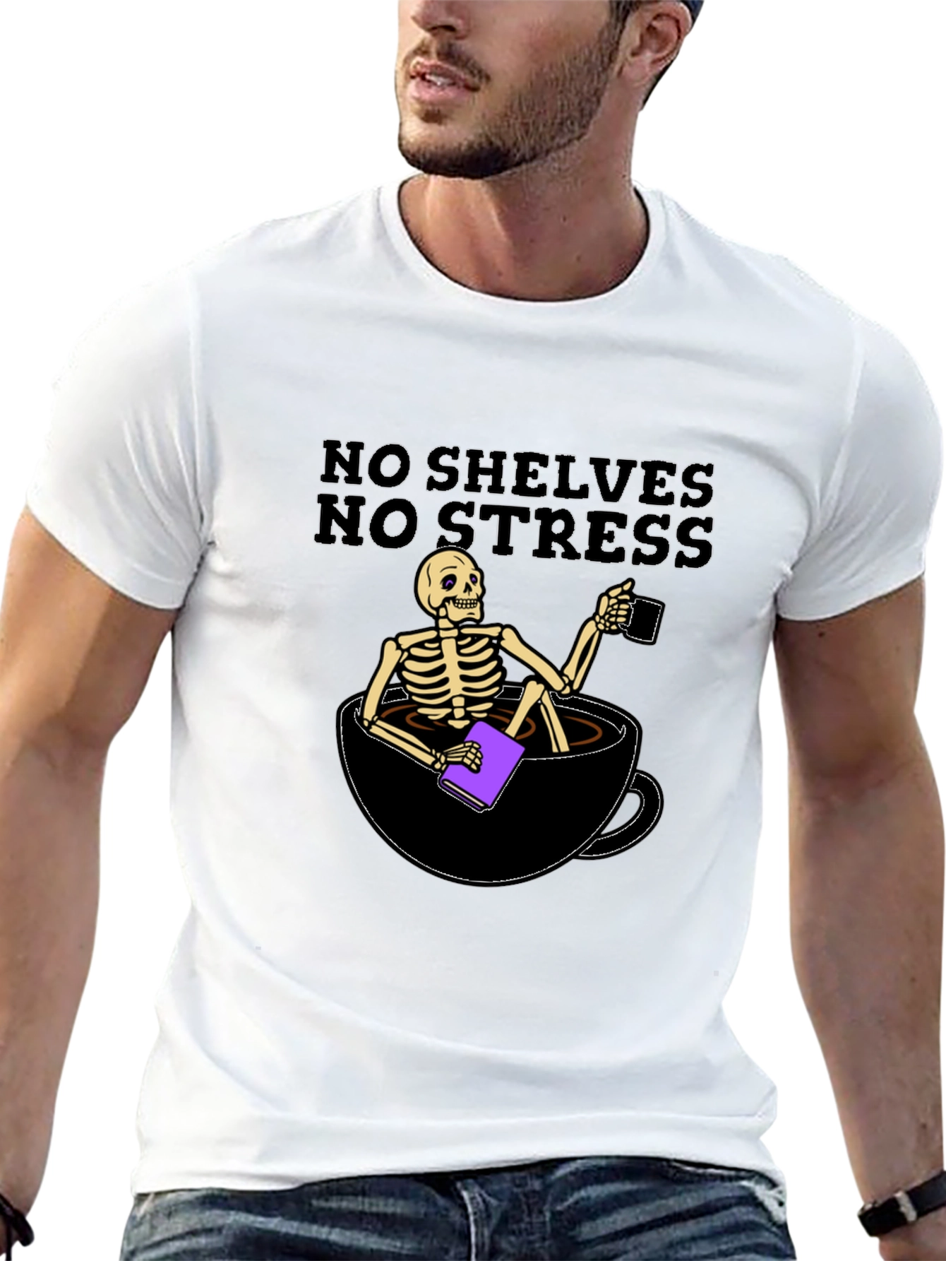 Relaxed Skeleton T-Shirt - No Shelves No Stress!