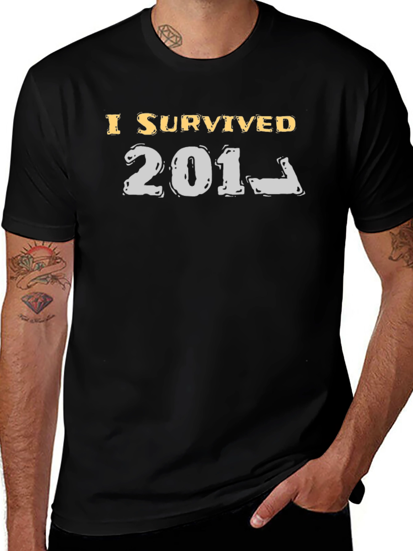 I Survived 201_ Black T-Shirt