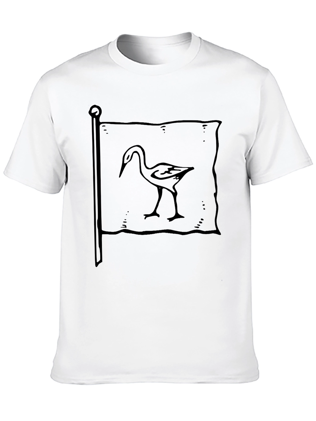 Black T-Shirt with Heron Flag Graphic