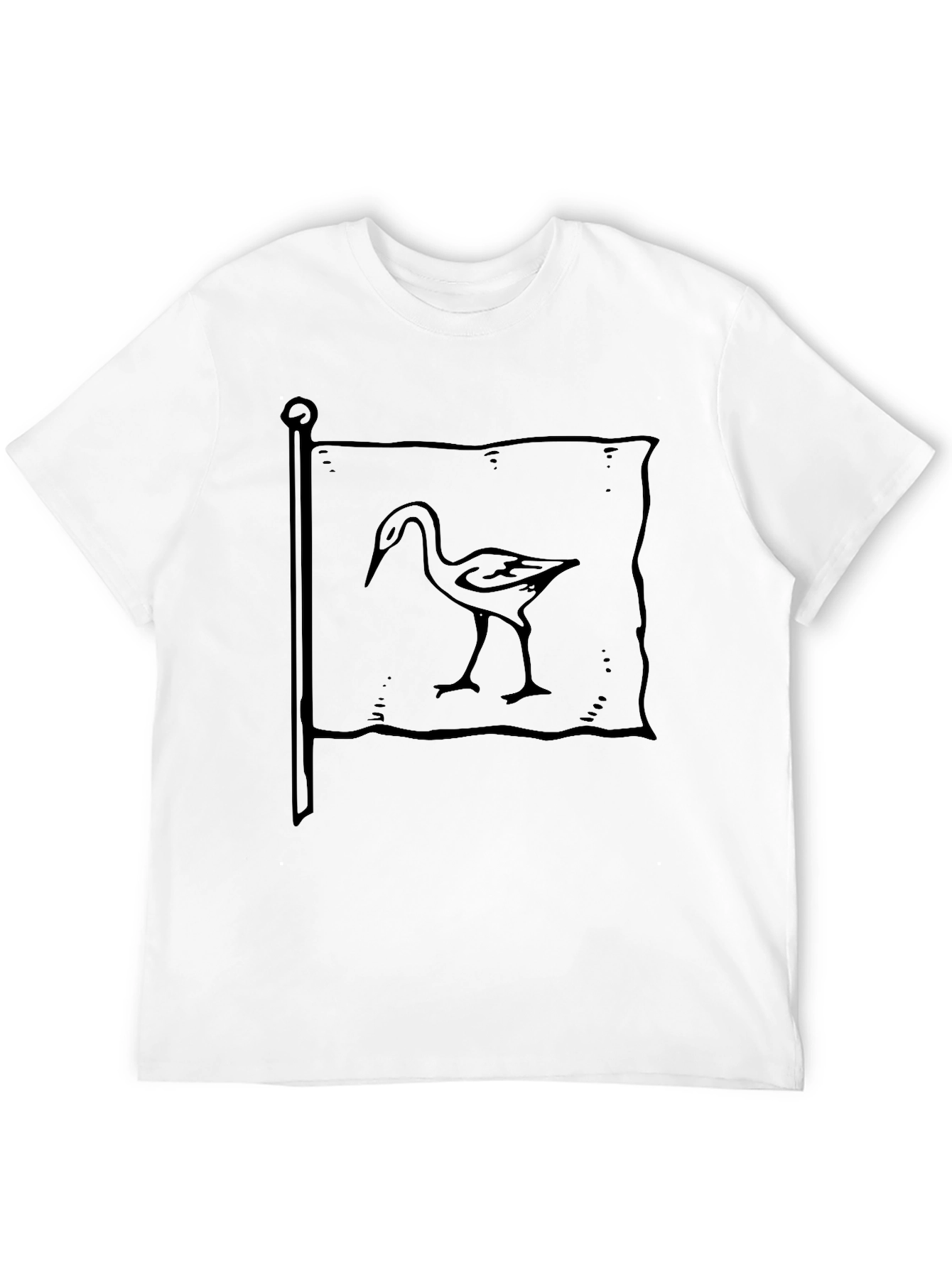 Black T-Shirt with Heron Flag Graphic