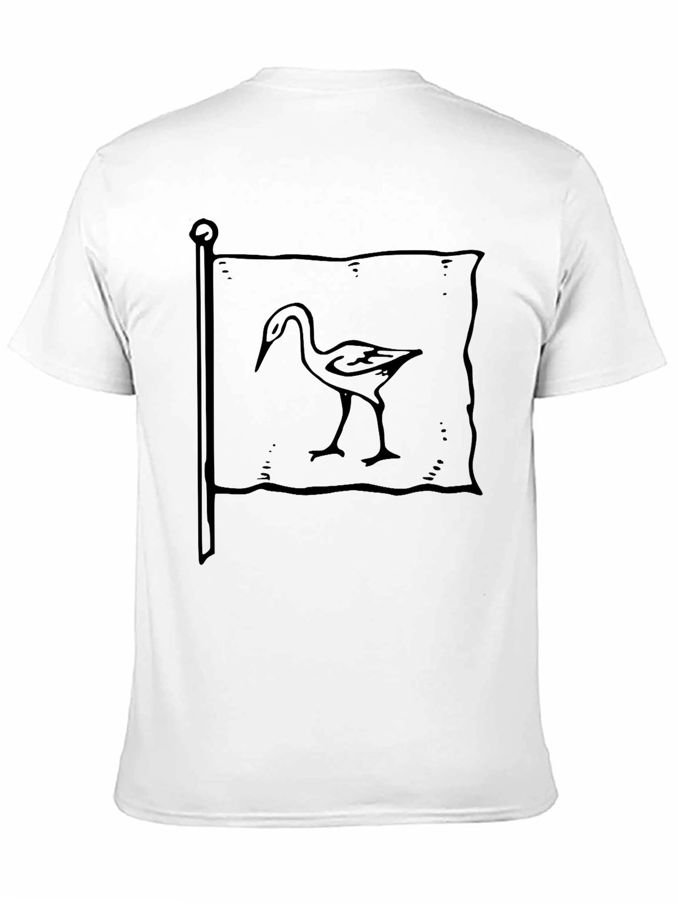 Black T-Shirt with Heron Flag Graphic