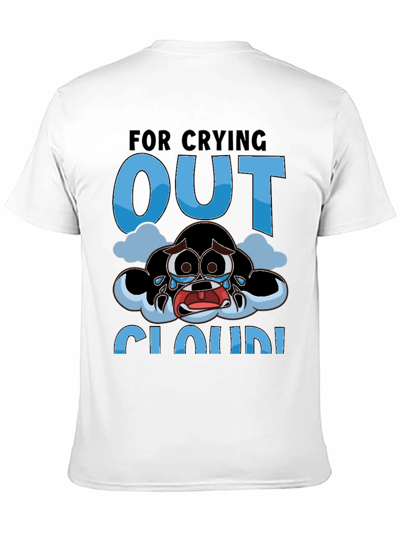 Crying Cloud Cartoon T-Shirt - Black