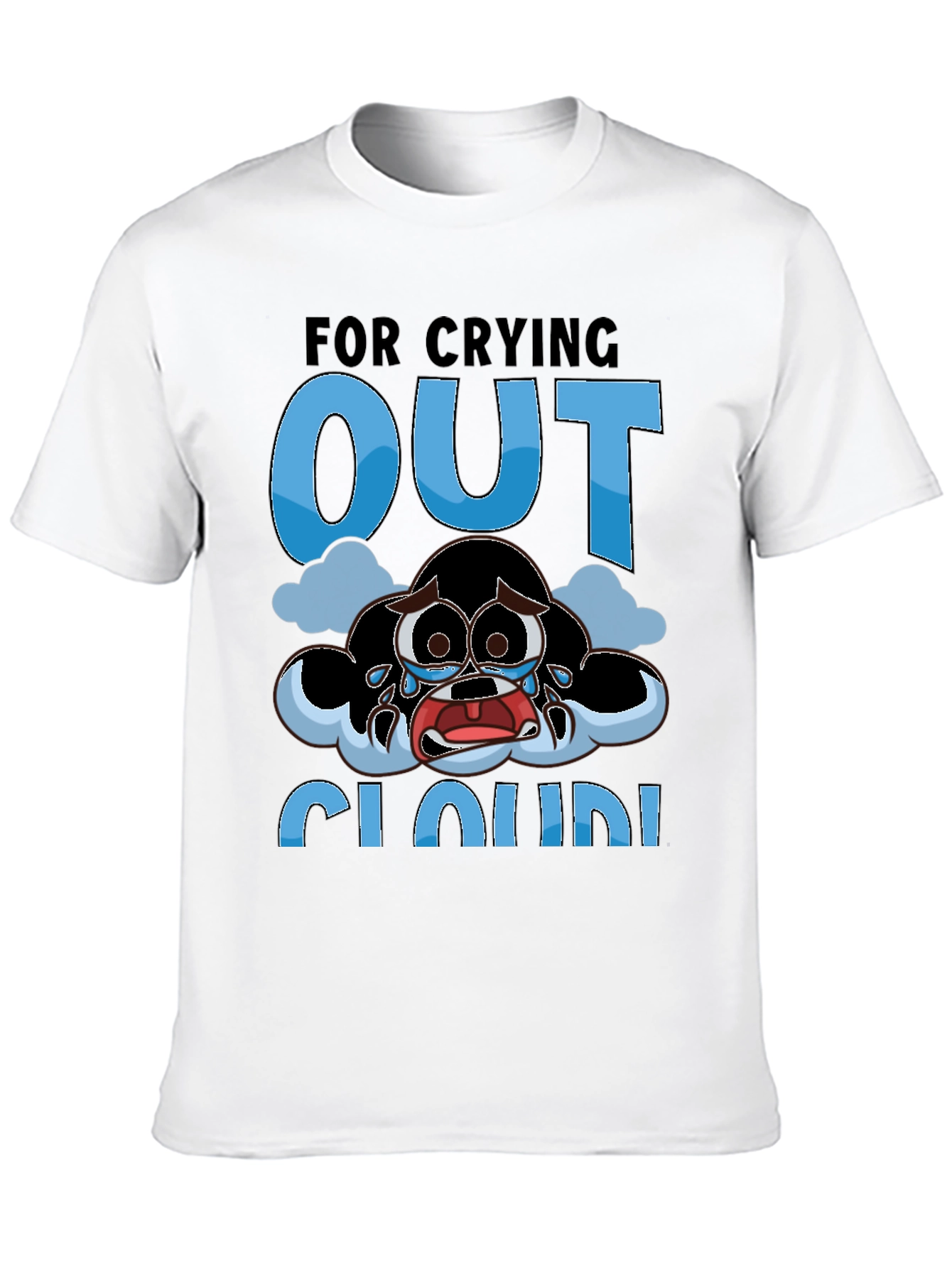 Crying Cloud Cartoon T-Shirt - Black