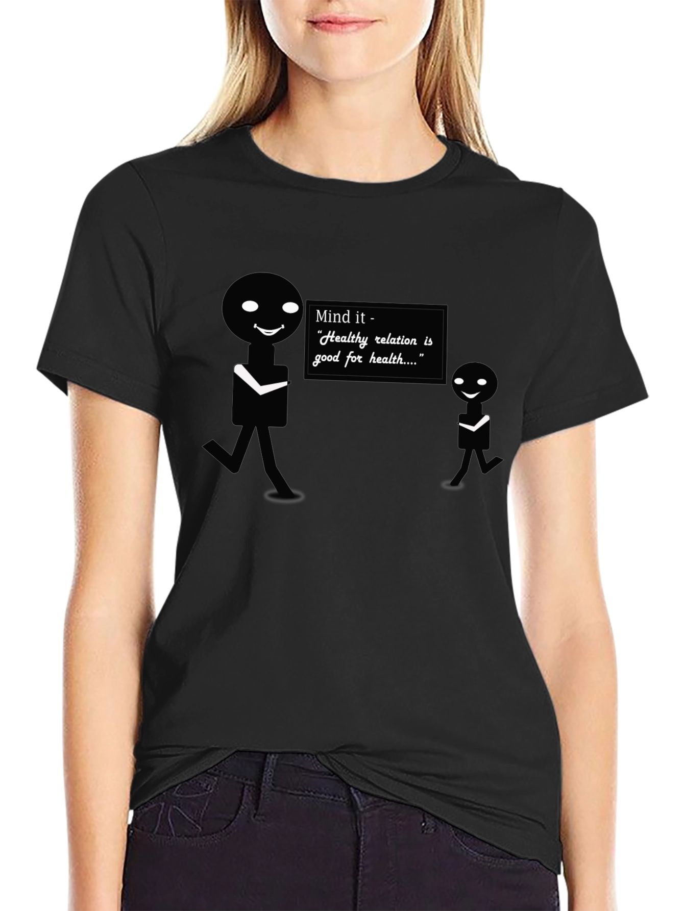 Mind It Healthy Relation Black Graphic T-Shirt