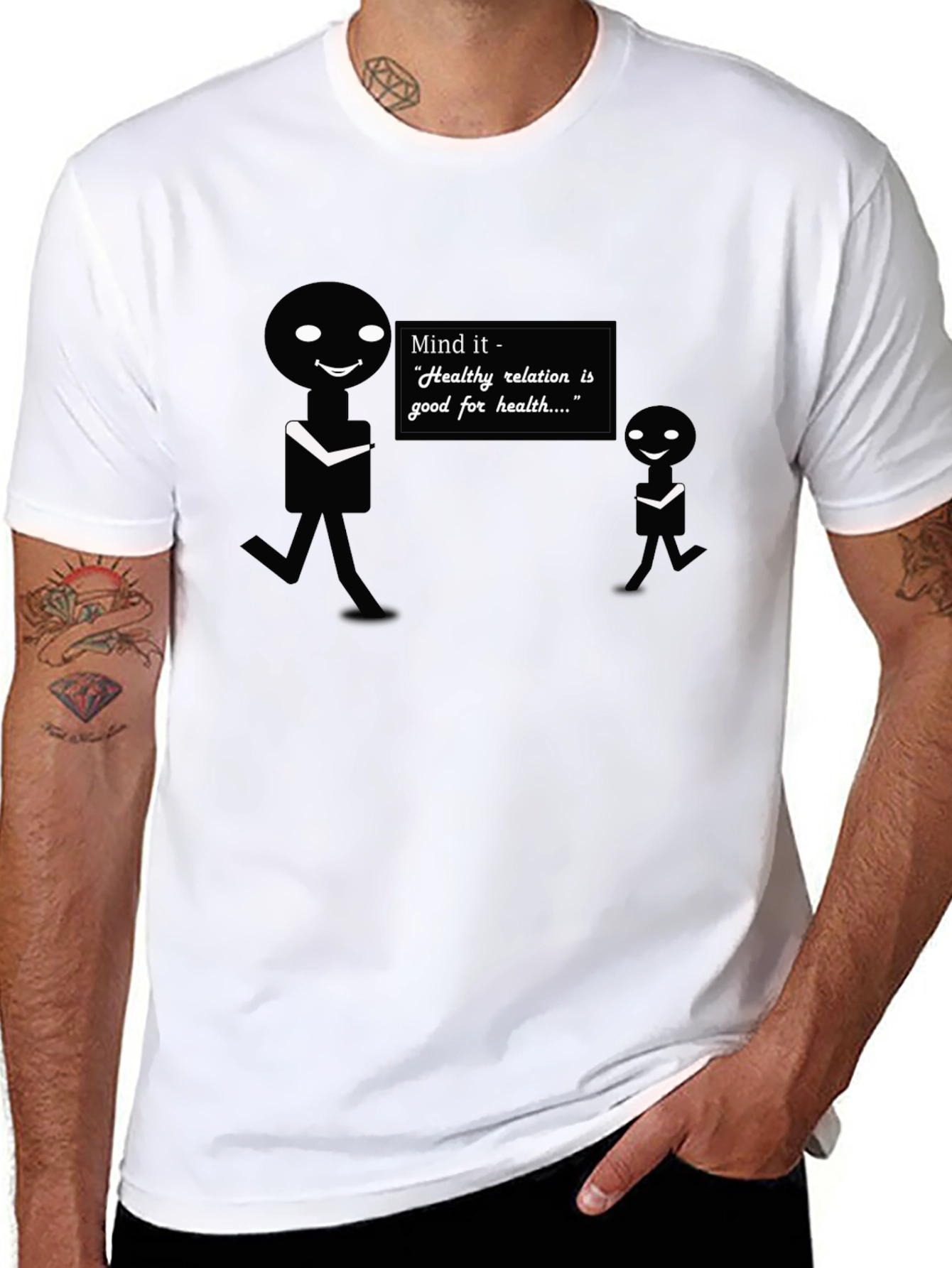 Mind It Healthy Relation Black Graphic T-Shirt