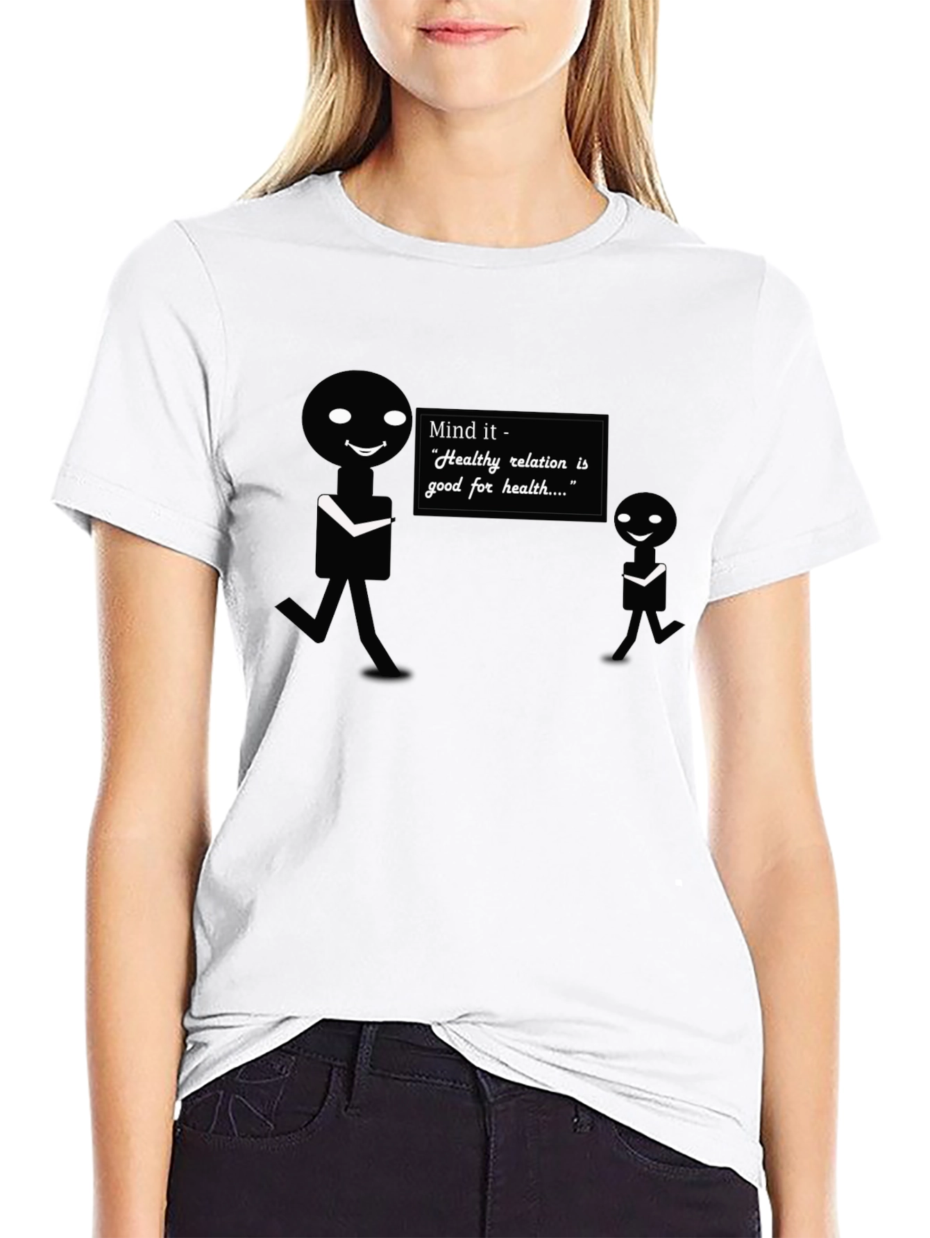 Mind It Healthy Relation Black Graphic T-Shirt