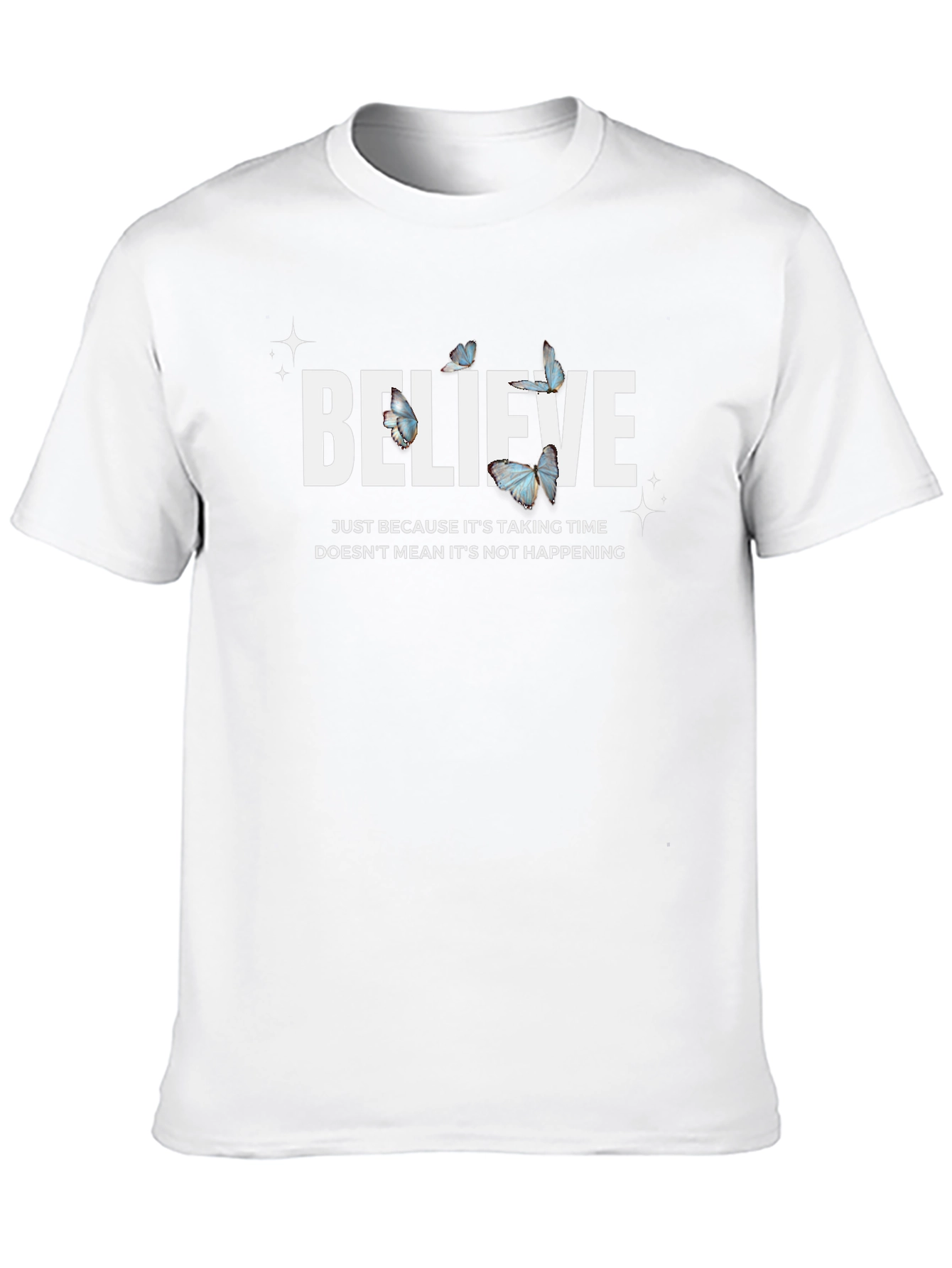 Believe Butterfly Graphic Black T-Shirt