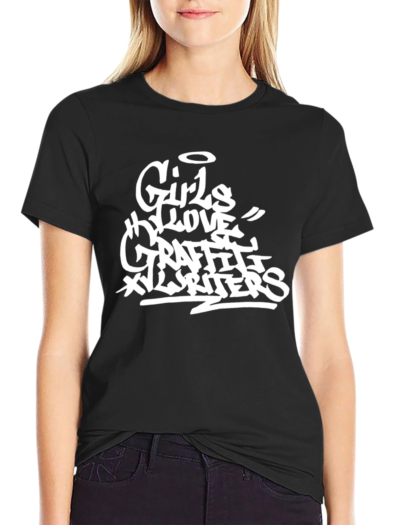 Girls Love Graffiti Writers Black Graphic T-Shirt