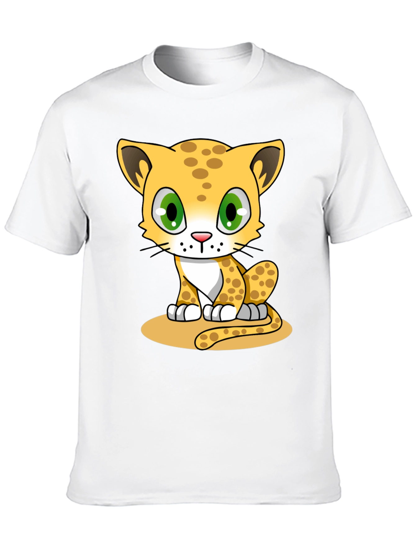 Cute Cartoon Cheetah Graphic Tee - Black