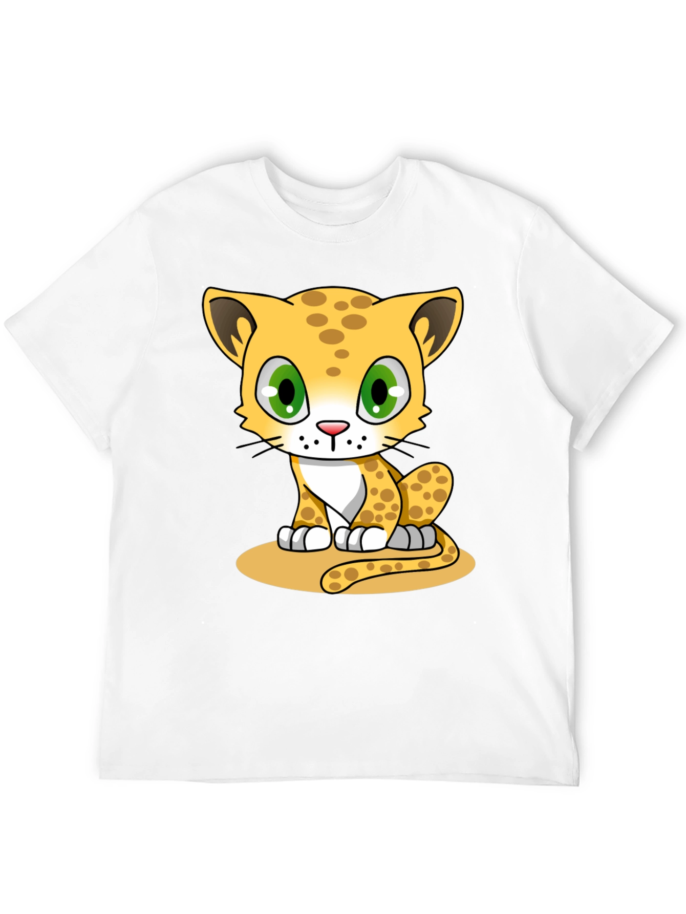 Cute Cartoon Cheetah Graphic Tee - Black