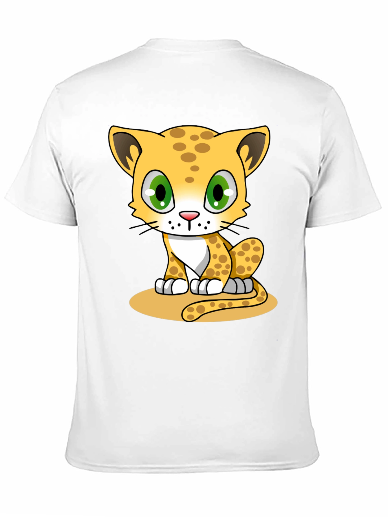 Cute Cartoon Cheetah Graphic Tee - Black