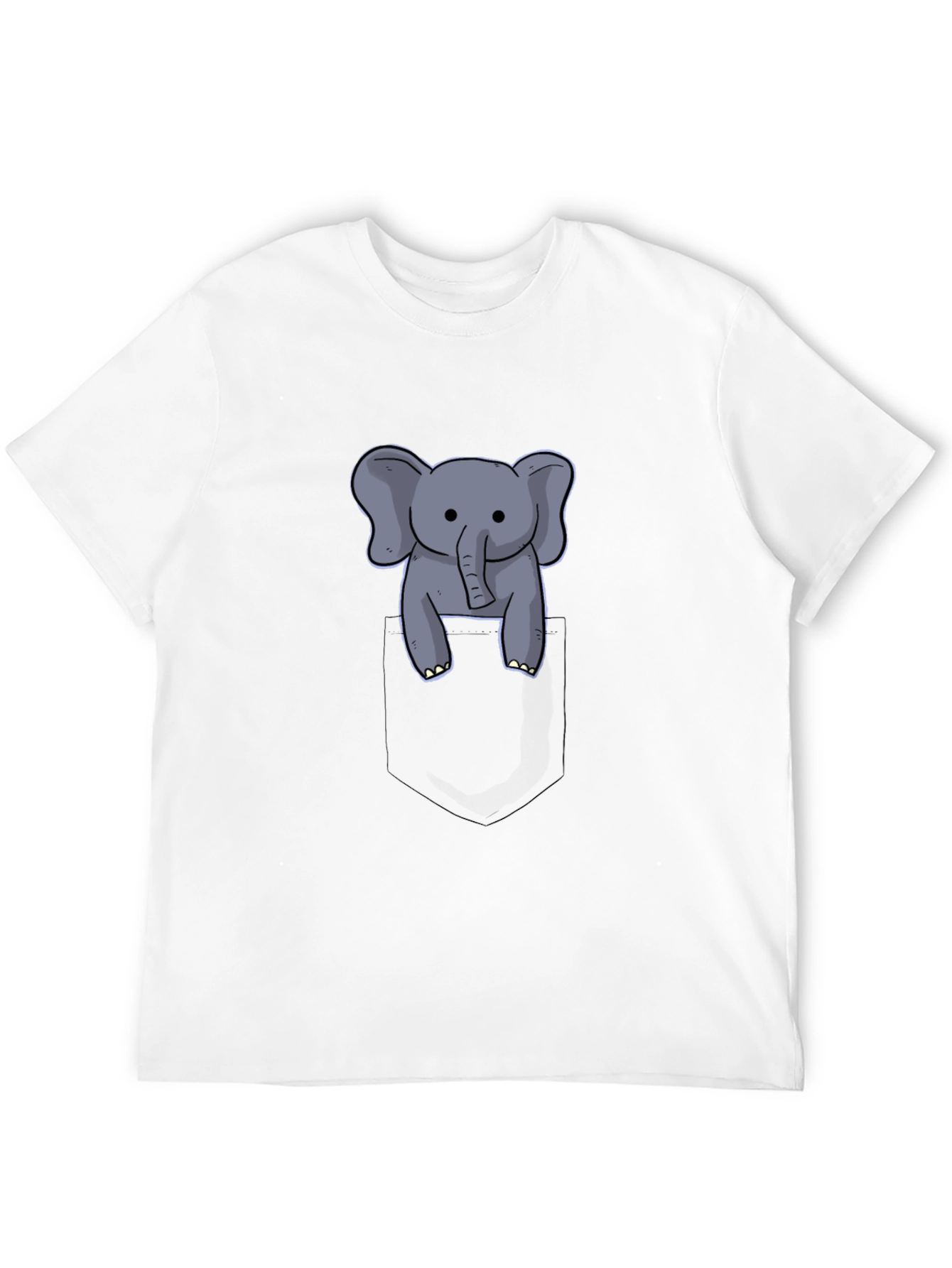 Cute Elephant in Pocket Black T-Shirt