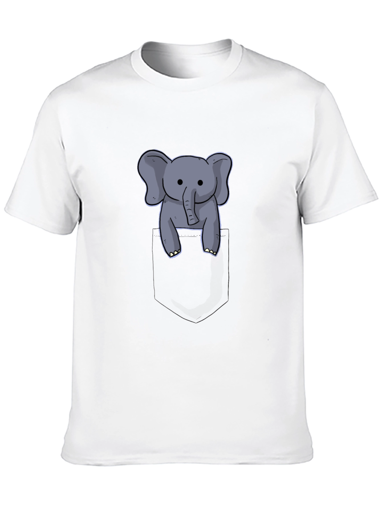 Cute Elephant in Pocket Black T-Shirt