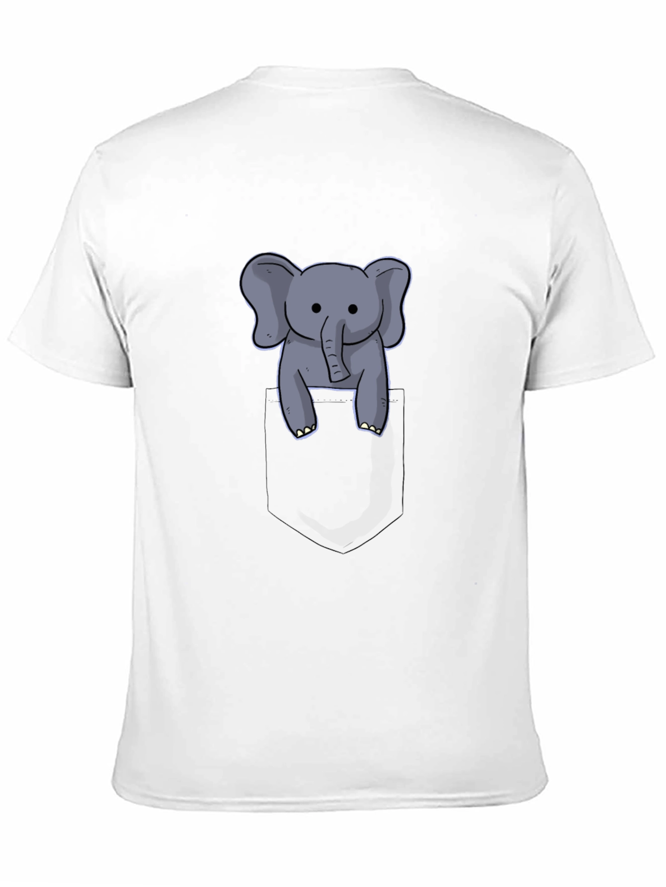Cute Elephant in Pocket Black T-Shirt