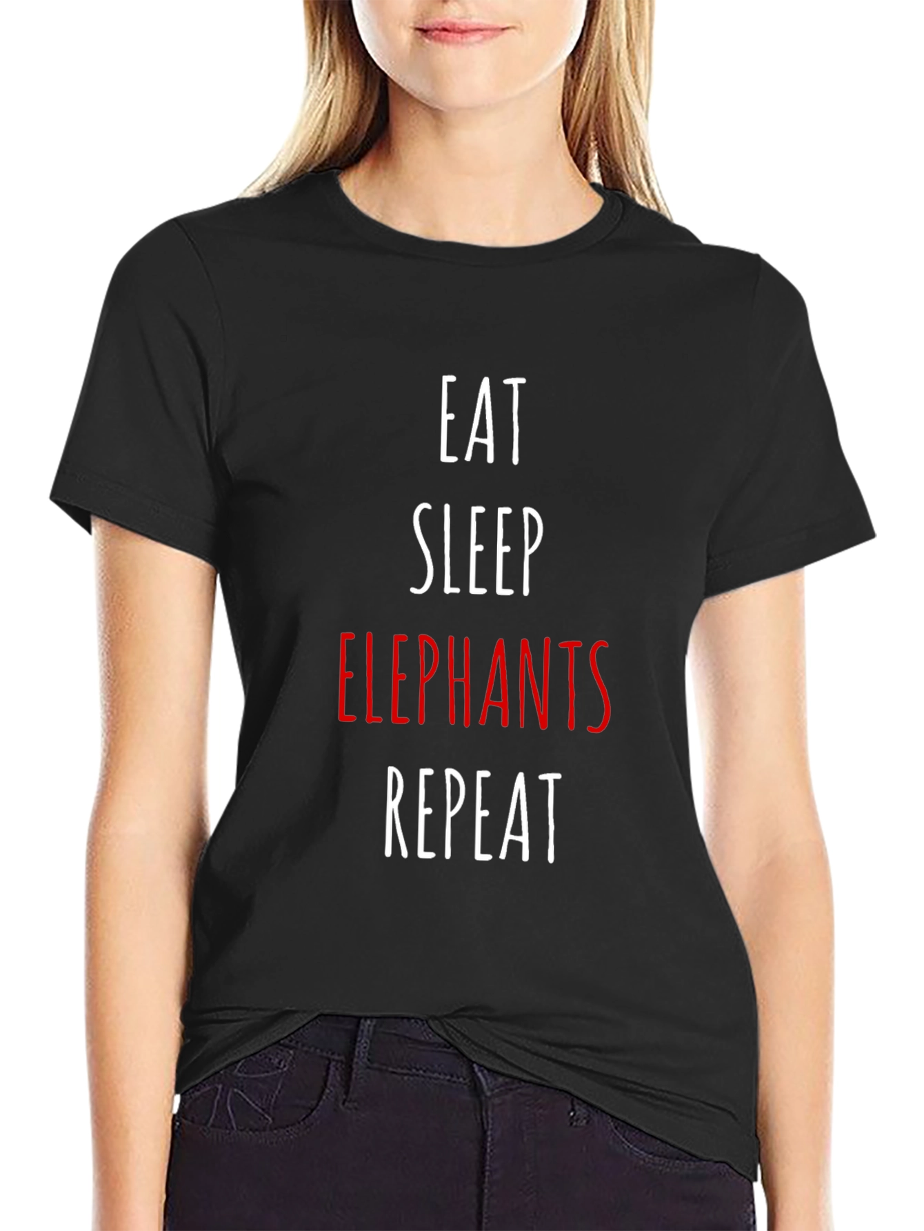 Eat Sleep Elephants Repeat Black T-Shirt