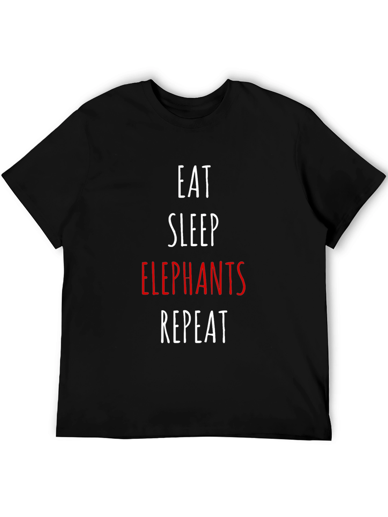 Eat Sleep Elephants Repeat Black T-Shirt